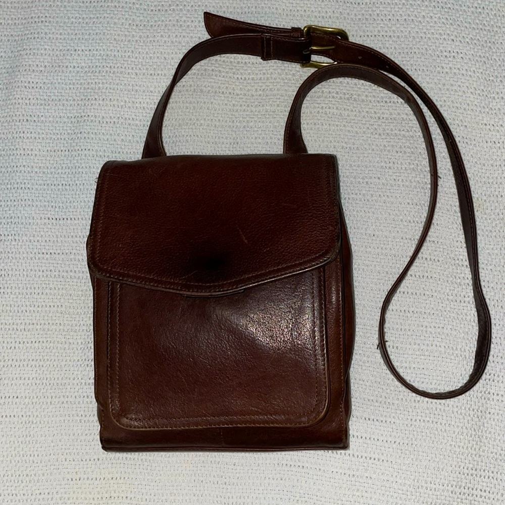 Fossil Leather Crossbody Bag - Large - Brown Leather
